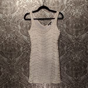 Ivory lace detail mini dress